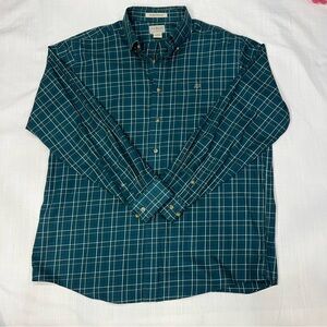 L.L. Bean Men's Wrinkle-Resistant Plaid Button-Down Shirt (L)- Monogrammed